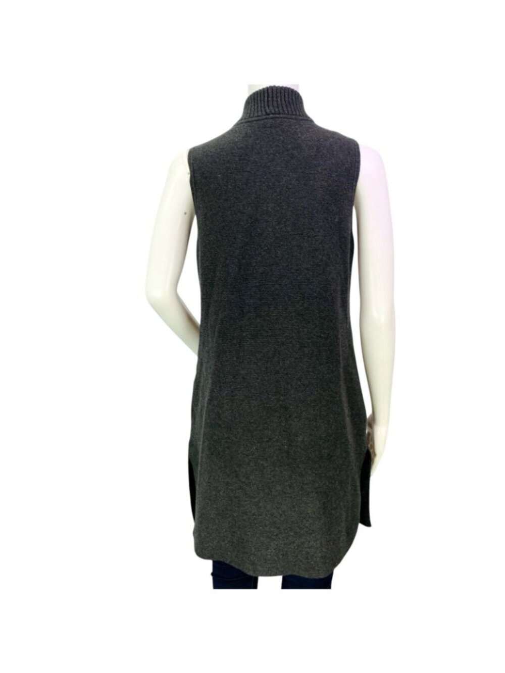 Chicos Womens Pocket Sweater Vest Gray Open Front Duster Size 0 | S - Picture 7 of 15